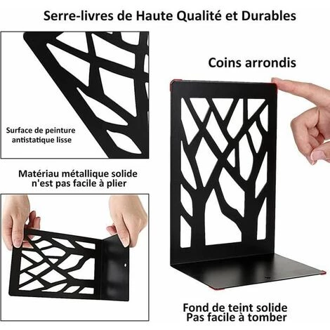 Serre-Livres En Métal, Anti-Rayures Et Antidérapant Presse Livre Noir Pour Enfant, Bureau,6 PCS FUIENKO 4 Serre-Livres En Métal, Anti-Rayures Et Antidérapant Presse Livre Noir Pour Enfant, Bureau,6 PCS FUIENKO – Image 2