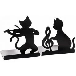 Serre-livres Antidérapants, Chat Paresseux Jouant De La Musique épaississeurs Antidérapants En Fer Bibliothèque 2pcs FUIENKO -Petit rangement Soldes Magasin 63857077 2