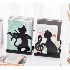 Serre-livres Antidérapants, Chat Paresseux Jouant De La Musique épaississeurs Antidérapants En Fer Bibliothèque 2pcs FUIENKO -Petit rangement Soldes Magasin 63857077 3