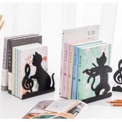 Serre-livres Antidérapants, Chat Paresseux Jouant De La Musique épaississeurs Antidérapants En Fer Bibliothèque 2pcs FUIENKO -Petit rangement Soldes Magasin 63857077 4