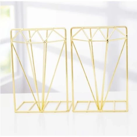 De Serre-livres Antidérapants En Fer étagère De Bureau Design En Diamant,OR,2pièces FUIENKO 3 De Serre-livres Antidérapants En Fer étagère De Bureau Design En Diamant,OR,2pièces FUIENKO