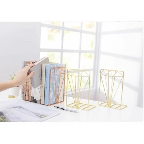 De Serre-livres Antidérapants En Fer étagère De Bureau Design En Diamant,OR,2pièces FUIENKO 5 De Serre-livres Antidérapants En Fer étagère De Bureau Design En Diamant,OR,2pièces FUIENKO – Image 3