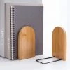 Serre-livres En Bois Bambou Presse-livres Support De Livres En Base Métal Casier à Livres Decor 2Pcs FUIENKO -Petit rangement Soldes Magasin 63857250 1