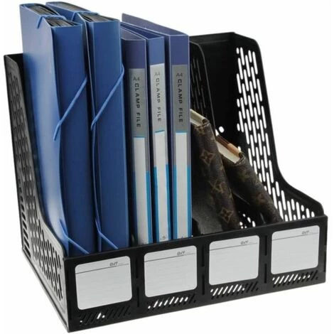 Porte-Revues De Fichier Avec 4 Compartiments Boîte De Rangement En Plastique FUIENKO 3 Porte-Revues De Fichier Avec 4 Compartiments Boîte De Rangement En Plastique FUIENKO
