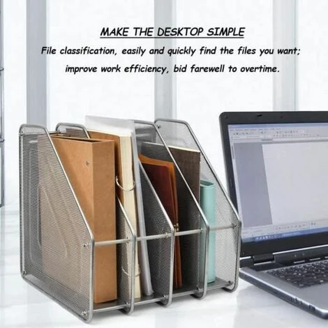 PORTE-REVUE En Métal Avec 4 Compartiments En Maille Porte-revues,Argent FUIENKO 6 PORTE-REVUE En Métal Avec 4 Compartiments En Maille Porte-revues,Argent FUIENKO – Image 4