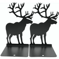 Serre-livres En Métal Antidérapant Avec Motif D'élan Et D'élan Noir 2pcs FUIENKO -Petit rangement Soldes Magasin 63857454 2