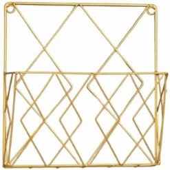 Paniers De Rangement Mural En Maille Métallique Porte-Revues Et Bac Organisateur,Or FUIENKO