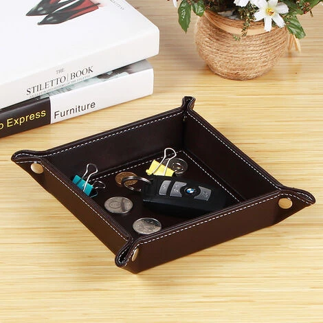 HEGUYEY Vide Poche Entrée En Cuir PU, Rangement Clé Maison, Plateau Pour Clés, Lunettes 4 HEGUYEY Vide Poche Entrée En Cuir PU, Rangement Clé Maison, Plateau Pour Clés, Lunettes – Image 2