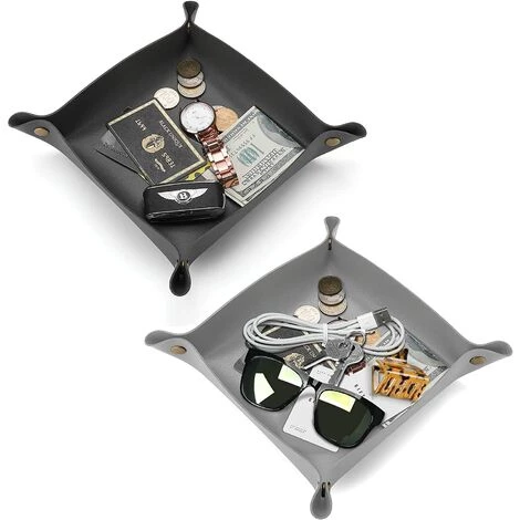 HEGUYEY Vide Poche Entrée En Cuir PU, Rangement Clé Maison, Plateau Pour Clés, Lunettes 5 HEGUYEY Vide Poche Entrée En Cuir PU, Rangement Clé Maison, Plateau Pour Clés, Lunettes – Image 3