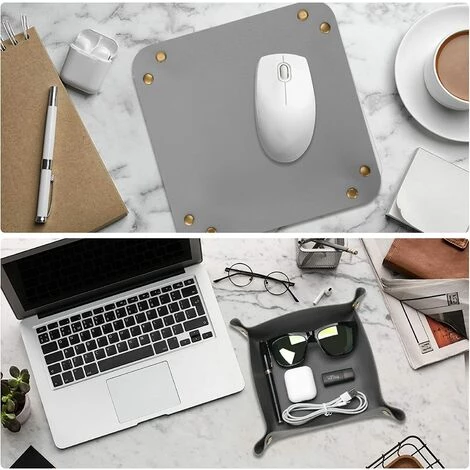 HEGUYEY Vide Poche Entrée En Cuir PU, Rangement Clé Maison, Plateau Pour Clés, Lunettes 6 HEGUYEY Vide Poche Entrée En Cuir PU, Rangement Clé Maison, Plateau Pour Clés, Lunettes – Image 4