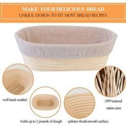 MEZHENG Pain Ovale En Rotin Paniers De Cuisson Panier De Fermentation Du Pain Corbeille à Pain Moule Pour Faire Lever Votre Pain Bread Raising Basket (Ellipse 2PCS 25cm) -Petit rangement Soldes Magasin 63893420 2