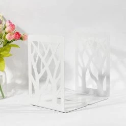 GroupM Paire De Porte-livre En Métal Blanc Support De Livre Plaque De Livre Papeterie 10 GroupM Paire De Porte-livre En Métal Blanc Support De Livre Plaque De Livre Papeterie -Petit rangement Soldes Magasin 63894258 4