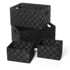 INSTANT D'O 4 Paniers De Rangement - 38 X 28 X 20 - Noir