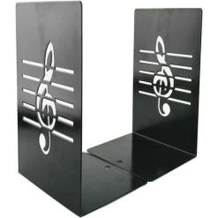 SLI-RES Paire De Serre-livres Créatifs En Forme De Note De Musique Et En Métal Solide Pour Enfants, Passionnés De Musique Et Décoration D’intérieur Ou De Bureau 13.5*11.8*18cm (Noir),Lilaris