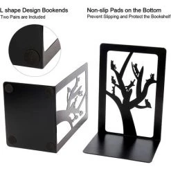 SLBRILLèRE Serre-Livres Noir En Métal Anti-Rayures Et Antidérapant Serre-Livres Enfants Serre-Livres Robustes Pour école Et Maison Conception De Chat Et D'arbre Séparateurs De Livres 1 Paire 9 SLBRILLèRE Serre-Livres Noir En Métal Anti-Rayures Et Antidérapant Serre-Livres Enfants Serre-Livres Robustes Pour école Et Maison Conception De Chat Et D'arbre Séparateurs De Livres 1 Paire -Petit rangement Soldes Magasin 63923660 3