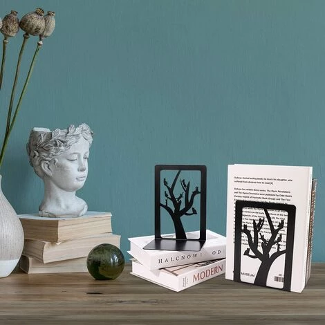 SLBRILLèRE Serre-Livres Noir En Métal Anti-Rayures Et Antidérapant Serre-Livres Enfants Serre-Livres Robustes Pour école Et Maison Conception De Chat Et D'arbre Séparateurs De Livres 1 Paire 6 SLBRILLèRE Serre-Livres Noir En Métal Anti-Rayures Et Antidérapant Serre-Livres Enfants Serre-Livres Robustes Pour école Et Maison Conception De Chat Et D'arbre Séparateurs De Livres 1 Paire – Image 4