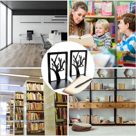 SLBRILLèRE Serre-Livres Noir En Métal Anti-Rayures Et Antidérapant Serre-Livres Enfants Serre-Livres Robustes Pour école Et Maison Conception De Chat Et D'arbre Séparateurs De Livres 1 Paire 7 SLBRILLèRE Serre-Livres Noir En Métal Anti-Rayures Et Antidérapant Serre-Livres Enfants Serre-Livres Robustes Pour école Et Maison Conception De Chat Et D'arbre Séparateurs De Livres 1 Paire – Image 5