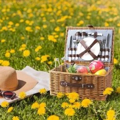 AICOK Paniers Pique-Nique Avec 16 Outils De Pique-Nique Comprend Couverture De Pique-Nique Paniers En Osier Fait Main Pour 2 Personnes Forme De Maison -Petit rangement Soldes Magasin 63937666 4