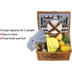 AICOK Paniers Pique-Nique Avec 16 Outils De Pique-Nique Comprend Couverture De Pique-Nique Paniers En Osier Fait Main Pour 2 Personnes Forme De Maison -Petit rangement Soldes Magasin 63937666 5