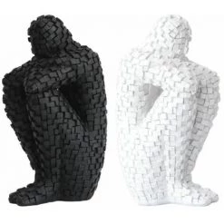 Figurine En Résine Serre-livres étagère Bureau à Domicile Décor Moderne Noir Blanc,2Pièces FUIENKO