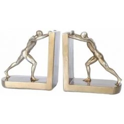 Paire Rétro Serre-livres Push Man Statue Figurine Bouts De Livre Bloc Bloqueur FUIENKO
