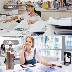 Serre-Livres En Acrylique Transparent,Organisateur De Bureau En Forme De L,2pcs FUIENKO 9 Serre-Livres En Acrylique Transparent,Organisateur De Bureau En Forme De L,2pcs FUIENKO -Petit rangement Soldes Magasin 63951690 4