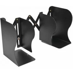 Serre-livres En Métal Rétractable Simple Noir Petits Bords Arrondis En Acier Inoxydable Conception Mince FUIENKO