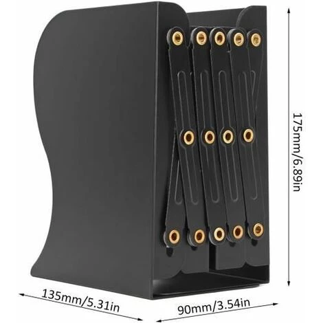 Serre-livres En Métal Rétractable Simple Noir Petits Bords Arrondis En Acier Inoxydable Conception Mince FUIENKO 4 Serre-livres En Métal Rétractable Simple Noir Petits Bords Arrondis En Acier Inoxydable Conception Mince FUIENKO – Image 2