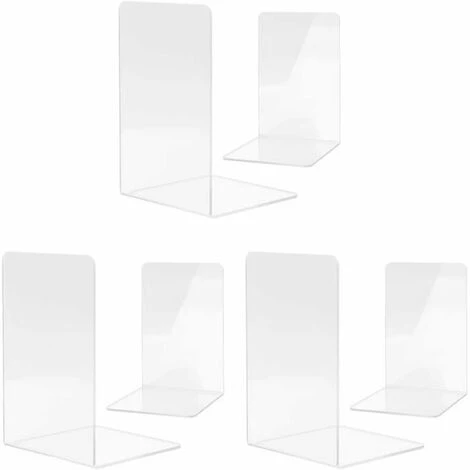 Serre-livres En Acrylique Transparent Antidérapant Pour étagères, Organiseur De Bureau Transparent 3 Paires FUIENKO 3 Serre-livres En Acrylique Transparent Antidérapant Pour étagères, Organiseur De Bureau Transparent 3 Paires FUIENKO