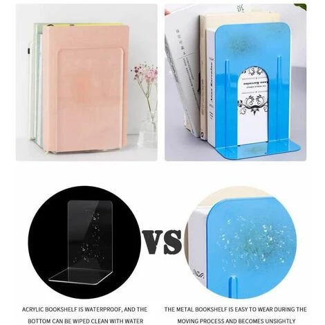 Serre-livres En Acrylique Transparent Antidérapant Pour étagères, Organiseur De Bureau Transparent 3 Paires FUIENKO 6 Serre-livres En Acrylique Transparent Antidérapant Pour étagères, Organiseur De Bureau Transparent 3 Paires FUIENKO – Image 4