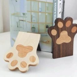 Serre Livre Pierre Serre-Livres En Bois Massif Patte De Chat Extrémités De Livre Art Créatif FUIENKO -Petit rangement Soldes Magasin 63952078 3