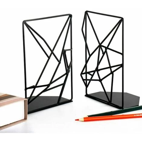 Serre-livres Creux En Métal Noir 4.7 X 3.2 X 7 In 2PCS FUIENKO 3 Serre-livres Creux En Métal Noir 4.7 X 3.2 X 7 In 2PCS FUIENKO