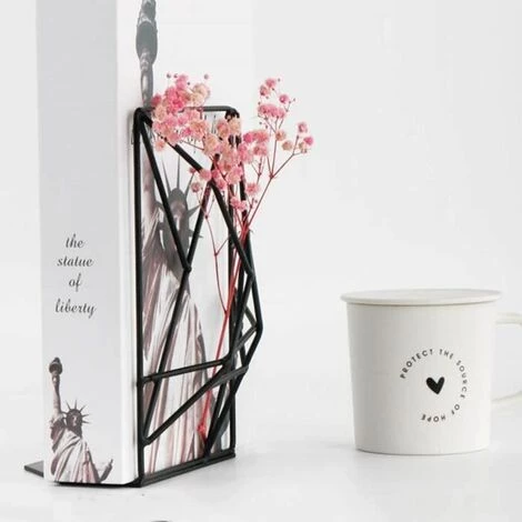 Serre-livres Creux En Métal Noir 4.7 X 3.2 X 7 In 2PCS FUIENKO 5 Serre-livres Creux En Métal Noir 4.7 X 3.2 X 7 In 2PCS FUIENKO – Image 3