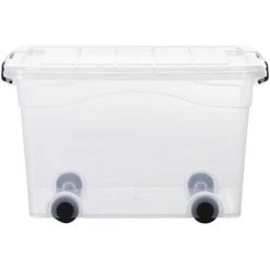 VidaXL Boîtes De Rangement Et Roues Et Couvercles 5pcs Transparent 40L - Transparent -Petit rangement Soldes Magasin 63964232 4