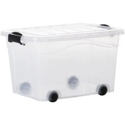 VidaXL Boîtes De Rangement Et Roues Et Couvercles 5pcs Transparent 40L - Transparent -Petit rangement Soldes Magasin 63964232 5