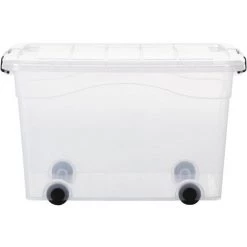 VidaXL Boîtes De Rangement Et Roues Et Couvercles 2pcs Transparent 60L - Transparent -Petit rangement Soldes Magasin 63964651 5