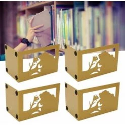 Porte-livres Serre-livres En Métal évider Construction Robustes Avec Coussinets En Mousse,4pièces FUIENKO -Petit rangement Soldes Magasin 64032583 4