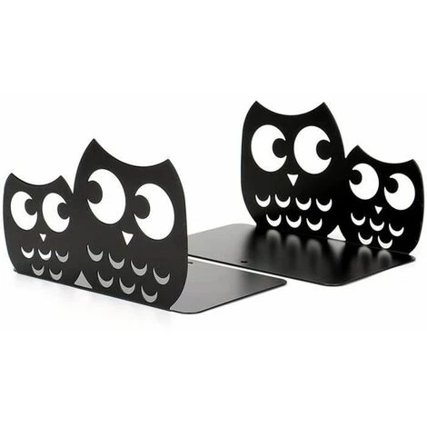Lot De Serre-livres Antidérapants En Métal Motif Chouette Noir FUIENKO 3 Lot De Serre-livres Antidérapants En Métal Motif Chouette Noir FUIENKO