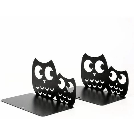 Lot De Serre-livres Antidérapants En Métal Motif Chouette Noir FUIENKO 5 Lot De Serre-livres Antidérapants En Métal Motif Chouette Noir FUIENKO – Image 3