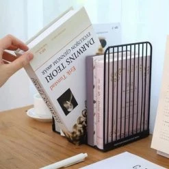 Presse-Livres De Serre-Livres Géométriques,Bouts De Livres En Métal Robuste,,Noir,2Paires FUIENKO -Petit rangement Soldes Magasin 64032645 4