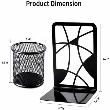 Serre-livres En Métal Pour étagères, Décoration ,noirs,6PCS FUIENKO 4 Serre-livres En Métal Pour étagères, Décoration ,noirs,6PCS FUIENKO – Image 2