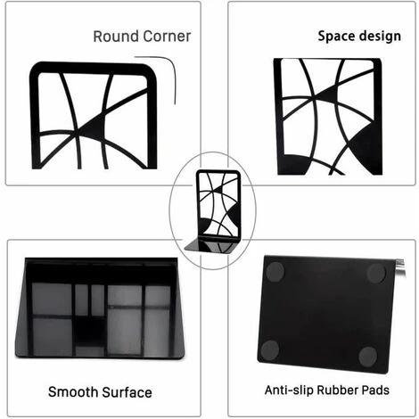 Serre-livres En Métal Pour étagères, Décoration ,noirs,6PCS FUIENKO 5 Serre-livres En Métal Pour étagères, Décoration ,noirs,6PCS FUIENKO – Image 3
