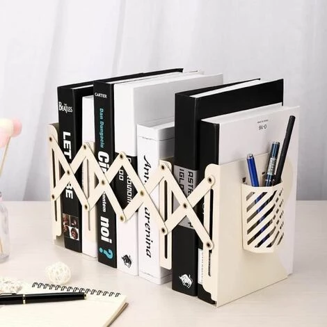 Serre-Livres Avec Pot A Crayon Amovible En Métal Réglable Et Robuste Organiseur FUIENKO 5 Serre-Livres Avec Pot A Crayon Amovible En Métal Réglable Et Robuste Organiseur FUIENKO – Image 3