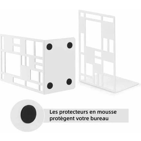Serre Livre,Cale Livre En Métal,Innovant Presse Livre(1 Paire),Blanc FUIENKO 4 Serre Livre,Cale Livre En Métal,Innovant Presse Livre(1 Paire),Blanc FUIENKO – Image 2