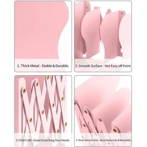 Serre-livres Réglable Extensible En Métal Pour Enfants Antidérapant Pliable,ROSE FUIENKO 6 Serre-livres Réglable Extensible En Métal Pour Enfants Antidérapant Pliable,ROSE FUIENKO – Image 4