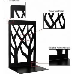 Serre Livre, étagère à Livre En Métal Antidérapante, Presse-Livre Robuste, Cale Livre En Métal, 1 Paire FUIENKO -Petit rangement Soldes Magasin 64032881 4