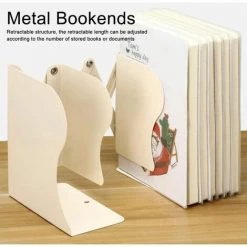 Serre-livres Réglables Heavy Duty Serre-livres Extensibles Structure Métallique En Acier Inoxydable FUIENKO -Petit rangement Soldes Magasin 64032883 4