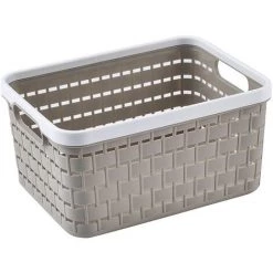 EINEMGELD Boîte De Rangement 6l En Rotin, Plastique (PP) Sans BPA, Cappuccino, A5/6l (28.0 X 18.5 X 12.6 Cm)