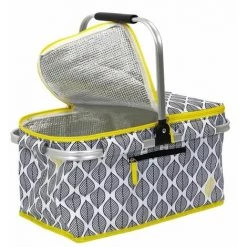 Paris Prix - Panier Pique-nique "zeste" 25l Gris & Jaune -Petit rangement Soldes Magasin 64042404 2