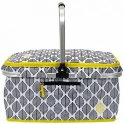 Paris Prix - Panier Pique-nique "zeste" 25l Gris & Jaune -Petit rangement Soldes Magasin 64042404 3